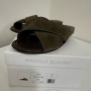 Manolo Blahnik Olive suede sandals